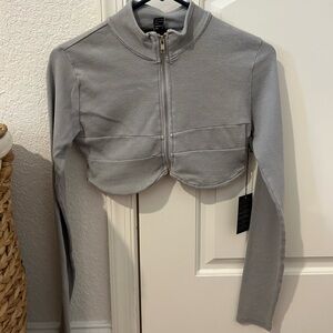 NEVER WORN Corset zip up long sleeve crop top from Forever 21